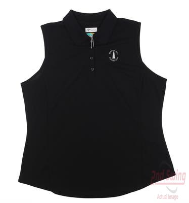 New W/ Logo Womens Greg Norman Golf Sleeveless Polo X-Large XL Black MSRP $39