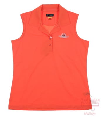 New W/ Logo Womens Greg Norman Golf Sleeveless Polo Medium M Orange MSRP $39