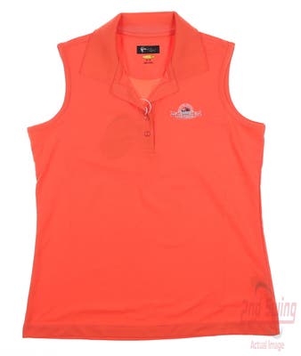 New W/ Logo Womens Greg Norman Golf Sleeveless Polo Large L Orange MSRP $39