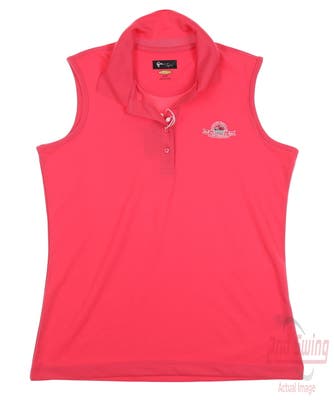 New W/ Logo Womens Greg Norman Golf Sleeveless Polo Medium M Pink MSRP $39