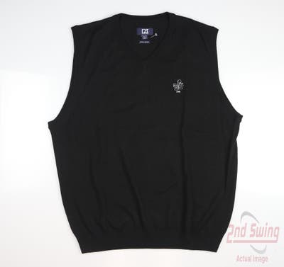 New W/ Logo Mens Cutter & Buck Golf Sweater Vest X-Large XL Black MSRP $90
