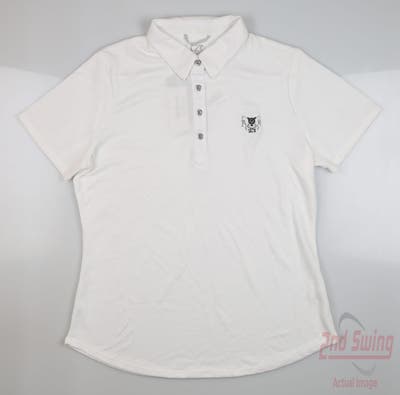 New W/ Logo Womens Cutter & Buck Golf Polo Large L White MSRP $40