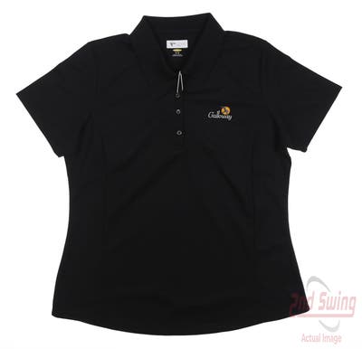 New W/ Logo Womens Greg Norman Golf Polo Large L Black MSRP $40