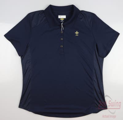 New W/ Logo Womens Greg Norman Golf Polo Large L Navy Blue MSRP $50