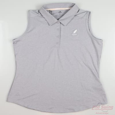 New W/ Logo Womens Adidas Golf Sleeveless Polo Small S Gray MSRP $55