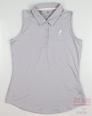 New W/ Logo Womens Adidas Golf Sleeveless Polo Small S Gray MSRP $55