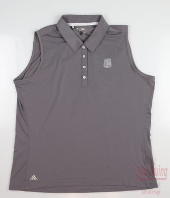 New W/ Logo Womens Adidas Golf Sleeveless Polo Large L Gray MSRP $55