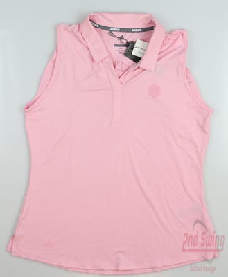 New W/ Logo Womens Adidas Golf Sleeveless Polo Medium M Pink MSRP $55