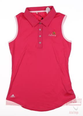 New W/ Logo Womens Adidas Golf Sleeveless Polo X-Small XS Pink MSRP $55