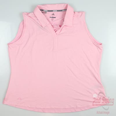 New W/ Logo Womens Adidas Golf Sleeveless Polo X-Large XL Pink MSRP $60