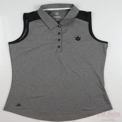 New W/ Logo Womens Adidas Golf Sleeveless Polo Small S Gray MSRP $55