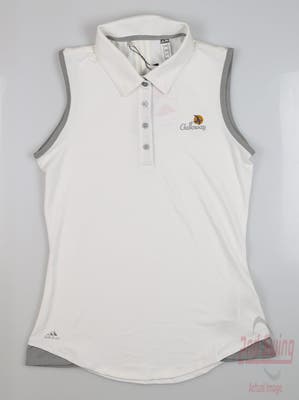 New W/ Logo Womens Adidas Golf Sleeveless Polo X-Small XS White MSRP $55