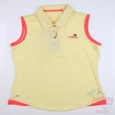 New W/ Logo Womens Adidas Golf Sleeveless Polo Small S Yellow MSRP $60