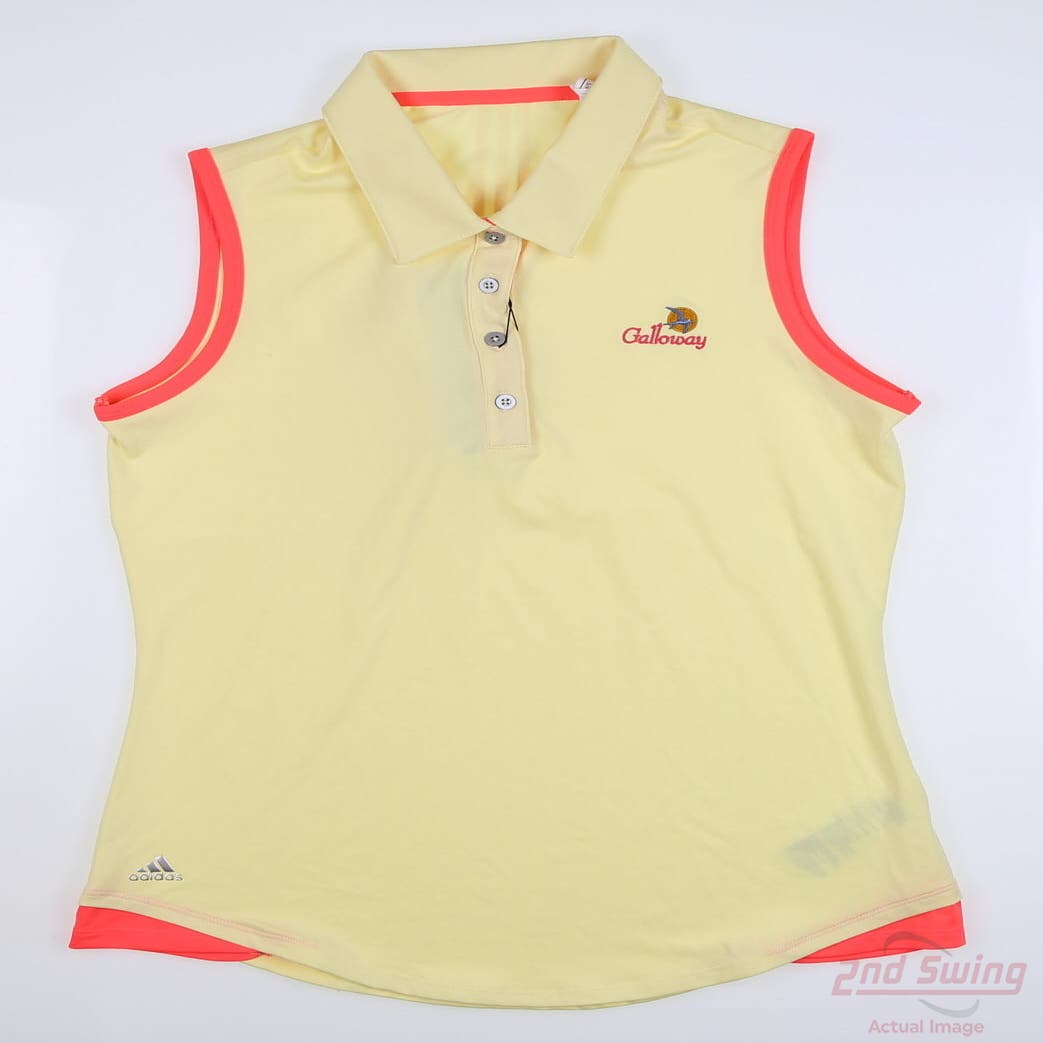 New W/ Logo Womens Adidas Golf Sleeveless Polo X-Small XS Yellow MSRP $60