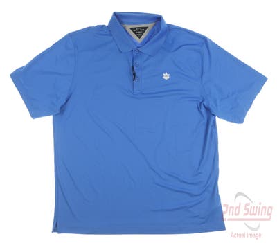 New W/ Logo Mens Adidas Golf Polo Large L Blue MSRP $70
