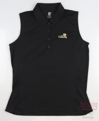 New W/ Logo Womens EP NY Golf Sleeveless Polo Large L Black MSRP $80