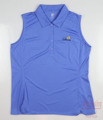 New W/ Logo Womens EP NY Golf Sleeveless Polo Large L Blue MSRP $80