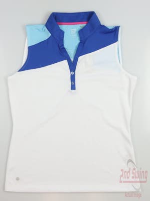 New W/ Logo Womens EP NY Golf Sleeveless Polo Medium M Blue MSRP $80