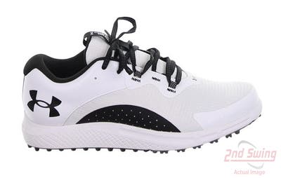New Mens Golf Shoe Under Armour UA Charged Medal Spikeless 11 White/Black MSRP $90 3026399-100