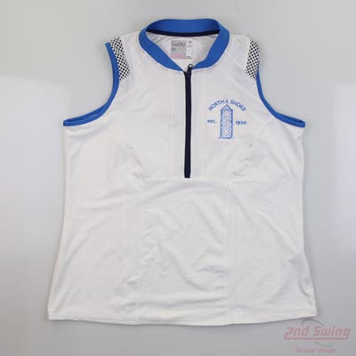 New W/ Logo Womens Lucky In Love Sleeveless Polo Small S White MSRP $70