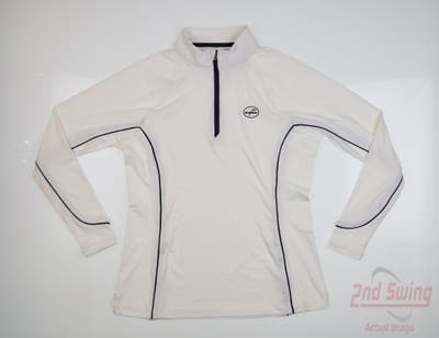 New W/ Logo Womens Peter Millar 1/4 Zip Pullover Small S White MSRP $105