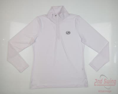 New W/ Logo Womens Peter Millar 1/4 Zip Pullover Large L White MSRP $135