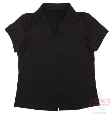 New Womens Lucky In Love Golf Polo Large L Black MSRP $72