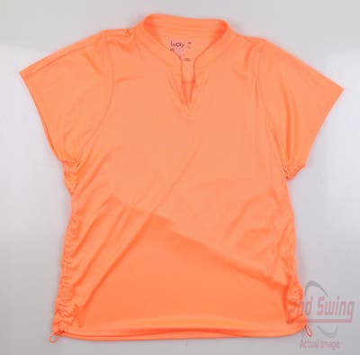 New Womens Lucky In Love Golf Polo Large L Orange MSRP $72