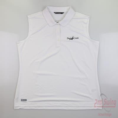 New W/ Logo Womens Level Wear Golf Sleeveless Polo Large L White MSRP $60