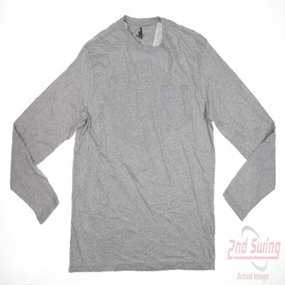 New W/ Logo Mens Johnnie-O Golf Long Sleeve Crew Neck Large L Gray MSRP $68