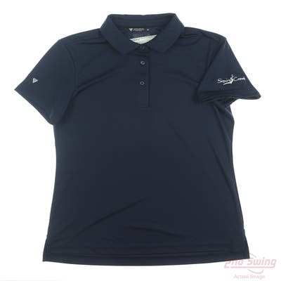 New W/ Logo Womens Level Wear Golf Polo Medium M Navy Blue MSRP $50