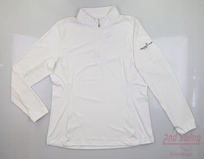 New W/ Logo Womens Peter Millar Golf 1/4 Zip Pullover Large L White MSRP $130
