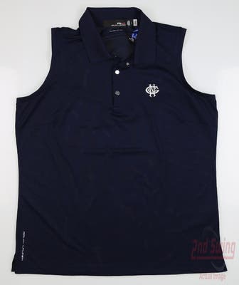 New W/ Logo Womens Ralph Lauren RLX Sleeveless Polo Large L Navy Blue MSRP $114