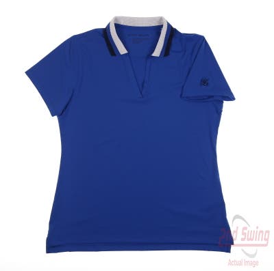 New W/ Logo Womens Peter Millar Polo Large L Blue MSRP $99