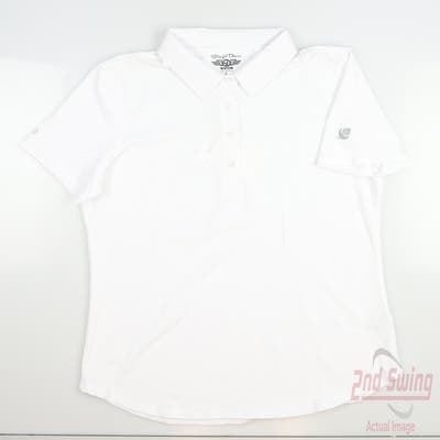 New W/ Logo Womens Straight Down Golf Polo Large L White MSRP $93