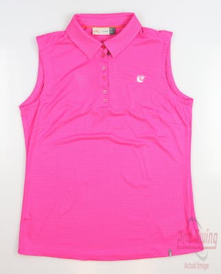 New W/ Logo Womens KJUS Eve Sleeveless Polo Large L Pink MSRP $99