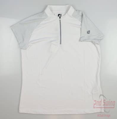New W/ Logo Womens Footjoy Golf Polo Large L White MSRP $75