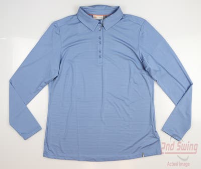 New Womens KJUS Eve Long Sleeve Polo X-Large XL Blue MSRP $119