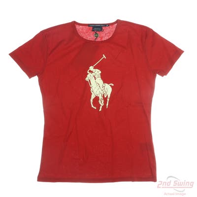 New Womens Ralph Lauren T-Shirt Medium M Red MSRP $75