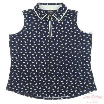 New Womens Belyn Key Sleeveless Polo X-Small XS Navy Blue MSRP $130