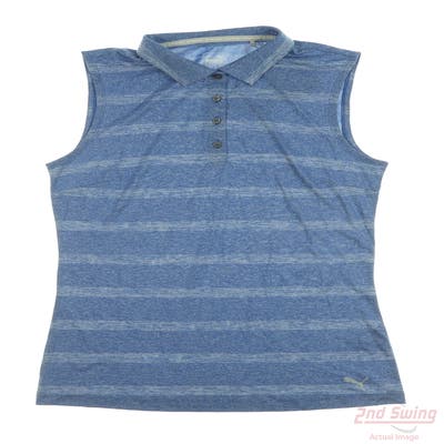 New Womens Puma Sleeveless Polo Small S Blue MSRP $60