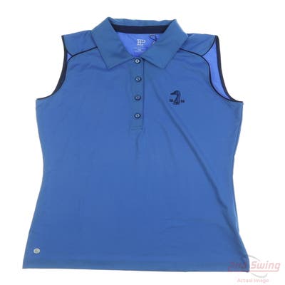 New W/ Logo Womens EP NY Sleeveless Polo X-Small XS Blue MSRP $75