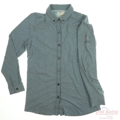 New W/ Logo Womens LinkSoul Long Sleeve Polo Large L Blue MSRP $100