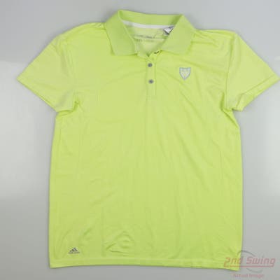 New W/ Logo Womens Adidas Polo Medium M Yellow MSRP $86