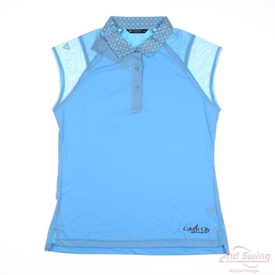 New W/ Logo Womens Level Wear Polo Medium M Blue MSRP $70