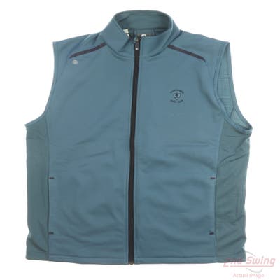 New W/ Logo Footjoy Mens Golf Vest Full Zip Medium M Blue Solid MSRP $177