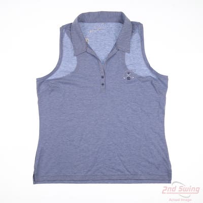 New W/ Logo Womens Travis Mathew Sleeveless Polo X-Large XL Blue MSRP $85