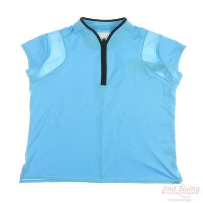 New Womens Lucky In Love Sleeveless Polo Medium M Blue MSRP $78