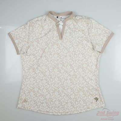 New W/ Logo Womens Adidas Polo Large L Tan MSRP $70
