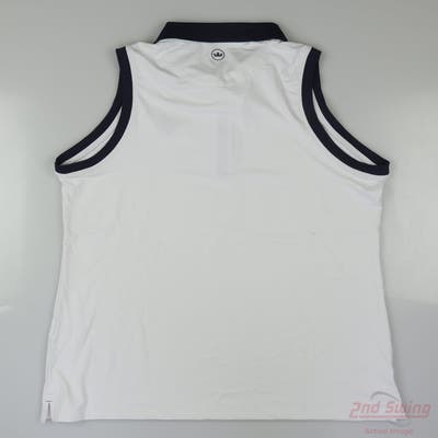 New W/ Logo Womens Peter Millar Sleeveless Polo Large L White MSRP $99